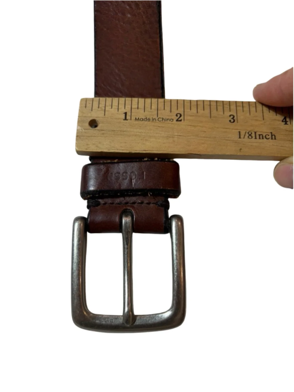 Fossil Men’s Brown Genuine Leather Belt Size 32 Rugged Casual Silver Buckle